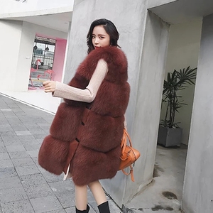 Chaleco largo suave para <span class=keywords><strong>mujer</strong></span>, chaleco <span class=keywords><strong>de</strong></span> piel <span class=keywords><strong>de</strong></span> zorro <span class=keywords><strong>de</strong></span> Color Natural, para invierno, 2022 - Product Image 2