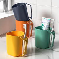 Simple comptoir maison Simple brosse à dents plus audacieux en plastique créatif dent tasse organisateur support salle de bain lavage tasse avec poignée mode