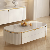 Meubles de salon modernes YSS Table basse de table en marbre véritable naturel de luxe/Table basse à pieds en métal en acier inoxydable