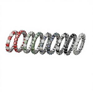 Bague unisexe en argent sterling avec moissanite ronde à 30 points, entièrement sertie de diamants, simple, légère et luxueuse, cadeau <span class=keywords><strong>d</strong></span>'anniversaire - Product Image 1