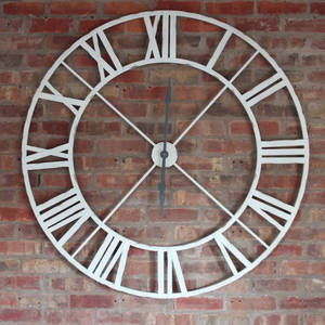 Antico <span class=keywords><strong>orologio</strong></span> in ferro bianco oversize numero romano <span class=keywords><strong>con</strong></span> fabbrica artigianale in metallo extra large - Product Image 1