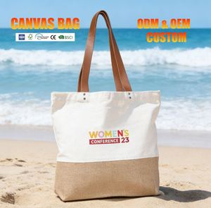Sac fourre-tout en toile écologique pour femmes avec fermeture à glissière, réutilisable, design de logo personnalisé, grande capacité - Product Image 2