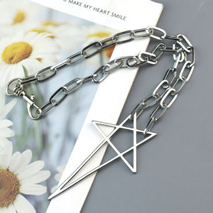Punk Pentagram Non Tarnish Waterproof 316 Stainless Steel Large Big Pendant Men's <b>Necklace</b> for Women Men - Product Image 1