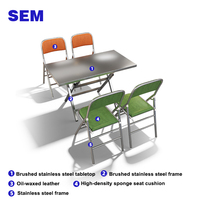 Ensemble de table et de chaises de salle à manger en acier inoxydable moderne, mobilier de restaurant, usage commercial, style industriel