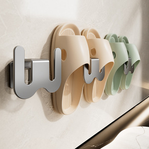<b>Wall</b> Mounted Bathroom Slipper <b>Rack</b> No Drilling Required Drain Hooks For <b>Shoe</b> Storage Behind Door - Product Image 1
