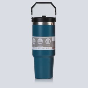 Gobelet de voyage isotherme en acier inoxydable 20oz 30oz avec poignée, anti-fuite, double paroi sous vide, couvercle, paille et base antidérapante, maintien au chaud 6-12 heures - Product Image 1