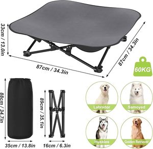 Cama elevada portátil para perros, cuna plegable estable para perros, cama de camping, cama elevada para perros - Product Image 2