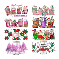 Prêt à appliquer Noël étanche Full Wrap Cartoon Design 16oz Uv-dtf Stickers Uvdtf Sticker Uv Dtf Cup Wraps Transferts
