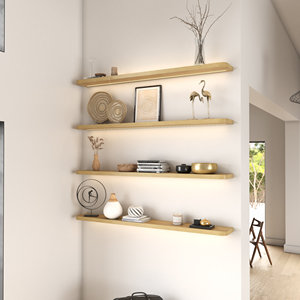 Modern <strong>White</strong> Oak Radius LED Floating <strong>Shelf</strong> Handmade Floating <strong>Shelves</strong> with LED Wall Mounted Floating <strong>Shelf</strong> - Product Image 1