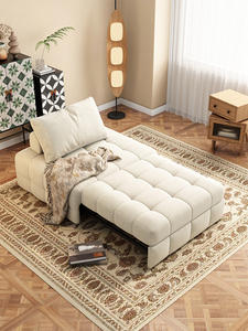 Sofá <span class=keywords><strong>Cama</strong></span> Japonés Individual Moderno, <span class=keywords><strong>Convertible</strong></span>, Color Crema, Plegable Telescópico, con Esponja de Látex y Tela, para Sala de Estar, Balcón, Villa - Product Image 2