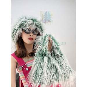 2024 Winter Newest Women's Leather Long Hair Slippers and Bag Set Women's Luxury Flat Shoes and Wallet Set - Product Image 5