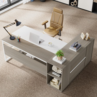 Tribesigns-Bureau en forme de L avec armoire de rangement, bureau exécutif avec étagères, ensemble de mobilier de bureau, poste de travail
