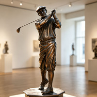 Statuette de golfeur antique en bronze coulée à la main, taille et patine personnalisées, décoration extérieure pour club de golf, sculpture en bronze