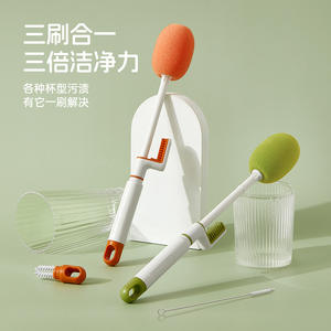 แปรงล้างแก้ว 3 in 1 รุ่น Hy-0138 ด้ามยาวพร้อมฟองน้ำ สำหรับทำความสะอาดกระติกน้ำ ขวดนม แก้วชา วัสดุพลาสติก จากเมืองอี้หวู่ ประเทศจีน - Product Image 3