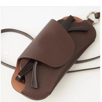 Étui à lunettes rétro en PU, portable, avec cordon de fermeture, sac à suspendre au cou, tendance, unisexe, pour lunettes de myopie, anti-pression