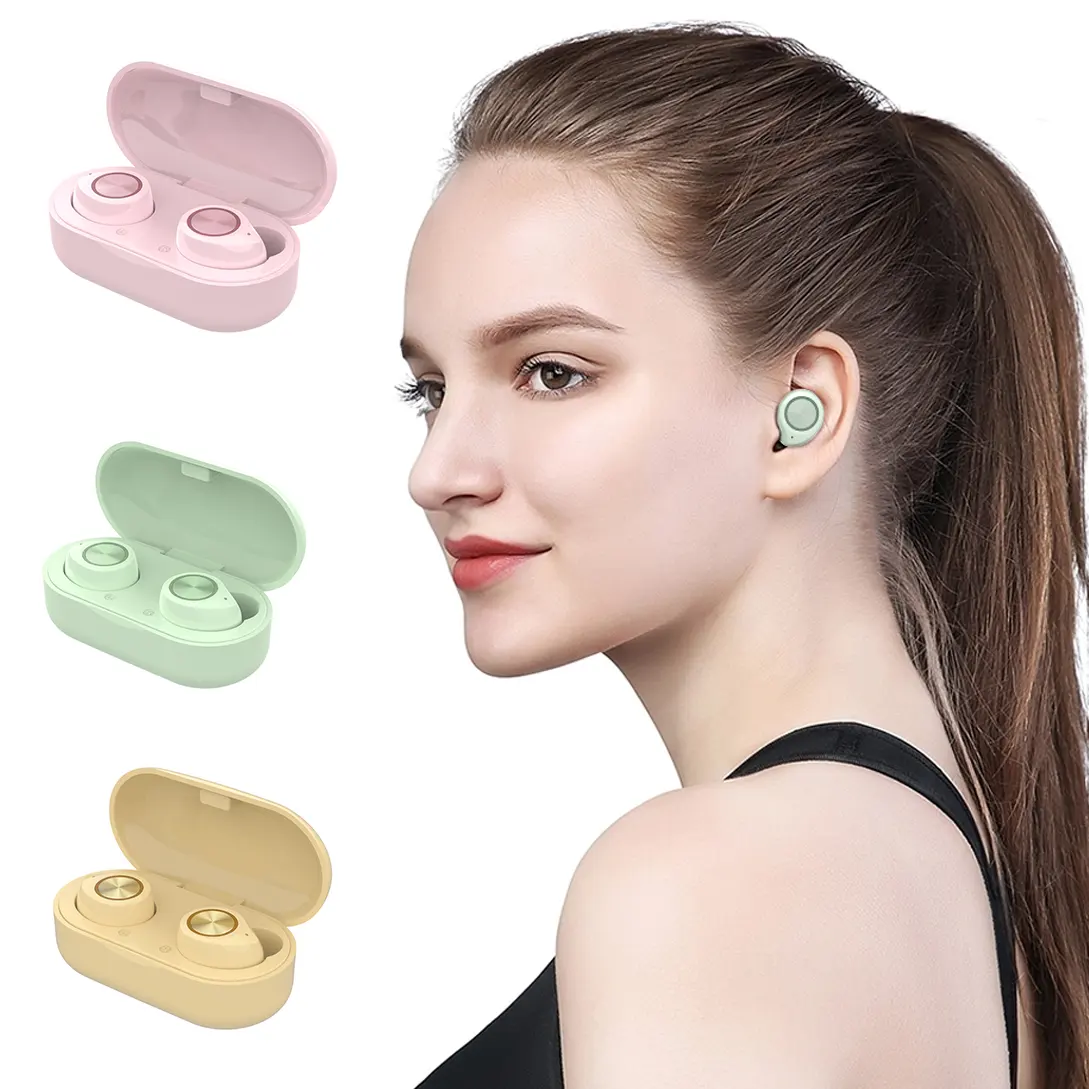 2020 Sport Headset tw60 Earbud Earphones Macaron Wireless Bt TWS Earbuds Black Pink Earphone for girls