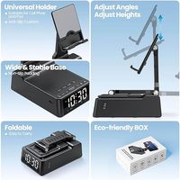 Support de téléphone portable 5000 mAh avec haut-parleur sans fil BT5.3, base antidérapante, son surround HD, pliable, portable, compatible avec les tablettes