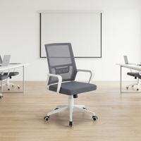 Chaise de bureau moderne et confortable avec soutien lombaire, siège en éponge, dossier en tissu, chaise de travail réglable en acier