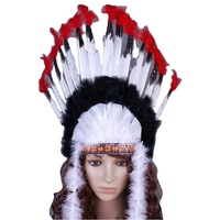 Coiffe en plumes indiennes, chapeau de tambour africain, coiffe sauvage indigène, accessoires de scène pour Halloween