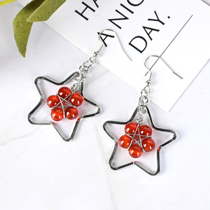Boucles d'oreilles en argent avec pierres de quartz naturelles en forme de cœur et gravier de cristal pour la mode (vente en gros) - Product Image 1