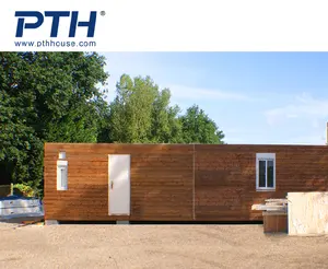 40ft Luxury Flat Pack คอนเทนเนอร์บ้านไม้ Cladding,ไฟฟ้าและท่อประปา