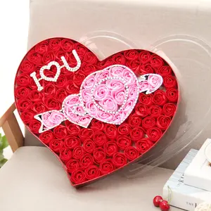彼女の刻印のための100永遠のローズピンクの永遠のロマンチックなバレンタインを愛する手作りの保存された本物の花バレンタインデーのギフト