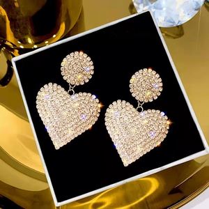 Luxury Design Women Girls Cute Gold Silver Heart Statement <b>Earring</b> <b>Bling</b> Rhinestone Paved Heart Drop <b>Earrings</b> - Product Image 4