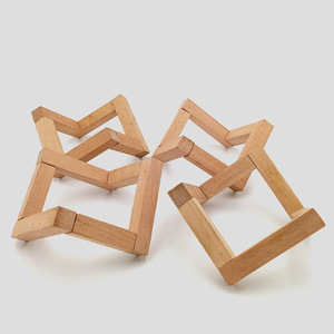 Base de lámpara de madera con soporte para luna, diseño desmontable de madera maciza para uso como luz nocturna - Product Image 2