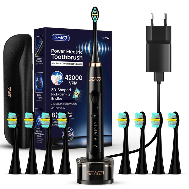 Travel Wireless Charging Smart Rechargeable Whitening Ultrasonic LED Adult Electric Toothbrush
