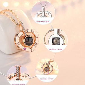 Nuevo Charm de Acero Inoxidable 304/316L con Baño de Oro Rosa/Plata, Forma de Corazón, Zirconia, Proyección de Te Amo en 100 Idiomas, para Boda - Product Image 5