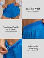 Shorts essentiels à séchage rapide avec fentes latérales et taille ajustable pour la course, le jogging, l'entraînement, le tennis, la gym, pour femmes