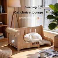 Lit inclinable moderne en bois pour chat, chaise longue de luxe pour animaux de compagnie, pour chats d'intérieur et petits chiens