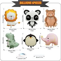 Ballons en aluminium sur le thème des animaux de la savane : Lion, girafe, zèbre, singe, tigre, éléphant pour décorations de fête d'anniversaire sur le thème du zoo pour enfants