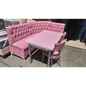 Modische Eisdiele Café Restaurant Set Samt rosa Stände Sofa Restaurant Möbel Esszimmer Catering Stühle und Tische