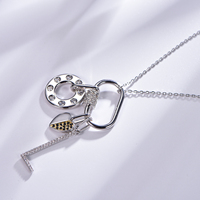 Collier à breloques en argent sterling 925 plaqué rhodium Kirin DIY avec zircon, breloque en forme de cœur et lettre à clipser pour usage quotidien