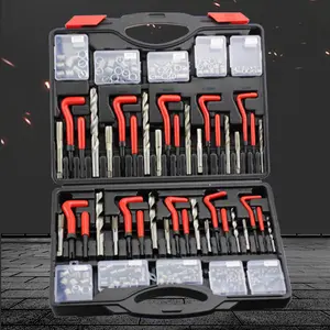 261pcs rosca interna reparação conjunto inserções chave hex quebrando ferramenta de instalação ferramenta dril bit rosca reparação inserir conjunto de ferramentas kit