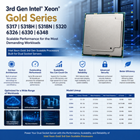 Intel Xeon Gold 5317 5318H 5318N 5320 6326 6330 6348 CPU Scalable Generasi ke-3 untuk Server Dual Socket Cloud AI Database HPC