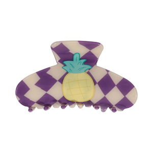 Pinzas para el pelo de acetato con estampado de frutas, bonitas pinzas para el pelo con diseño de tablero de ajedrez y tiburón, y pinzas para el pelo con patrones mixtos de frutas para mujer - Product Image 4