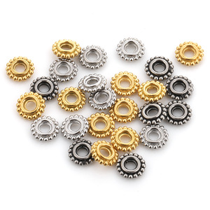Stainless Steel Lace Wheel Beads 6mm Round Polka Dot Ring <b>Spacers</b> For DIY Bracelets Necklaces Gear Beads Accessories - Product Image 5