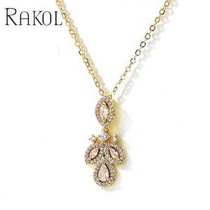 RAKOL NP2269 Cadena de Zirconia cúbica chapada en oro de lujo 2022 Collar con colgante de cristal para mujer - Product Image 2