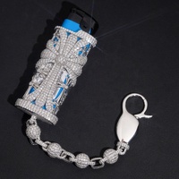 Étui à briquet en argent sterling 925 avec breloque croix sertie de moissanite, style Hip Hop