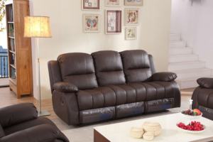 Moderno y Lujoso Conjunto de Sofá Reclinable de Cuero Genuino con Función de Masaje Extensible, Eléctrico, Seccional de Tres Asientos, con Control Remoto - Product Image 5