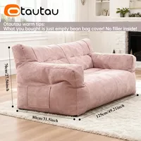 Housse de pouf moderne en coton chenille épais et doux OTAUTAU 1-2 places SF549 – Sans rembourrage inclus, achetez le rembourrage séparément
