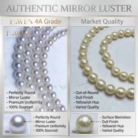 Collier de perles d'eau douce naturelles blanches parfaitement rondes de qualité 4A, 7-8 mm, avec un lustre intense de type Akoya, tendance 2026