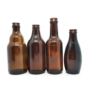批发空琥珀色深棕色啤酒玻璃瓶250毫升300毫升330毫升500毫升650毫升750毫升1000毫升玻璃瓶啤酒果汁