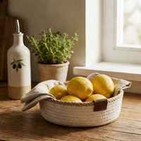 Panier de rangement de bureau en corde de coton tressé à la main pour bijoux, cosmétiques, clés, jouets, collations, articles divers
