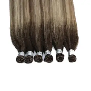 new hand tied weft hair extensions 100% remy hair virgin russian blonde seamless pu skin double drawn genius weft human hair