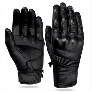 Gants de conduite unisexes en cuir à doigts entiers, respirants, perforés, avec sangle de poignet réglable, toutes saisons - Product Image 1