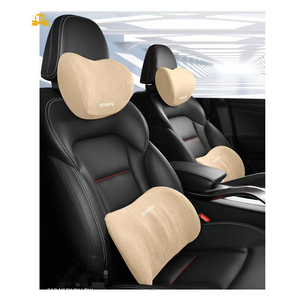 Wildleder aufblasbares Auto-Kopfkissen Speicher-Schaum Hals Rücken Rest Unterstützung Massage Muster - Product Image 1