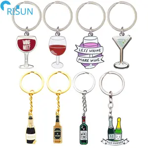 Personalized Alcohol Champagne Champers Whisky Cocktail Vin Rouge Red Wine Llaveros Keyrings Keychains Custom Wine Key Chain